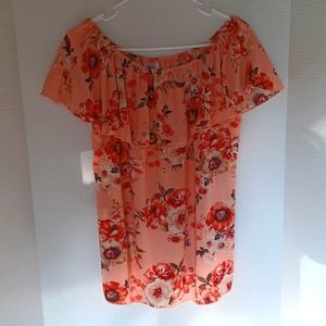 Omega Collection Floral Off The Shoulder Blouse size L Color Orangew/Floral Desi